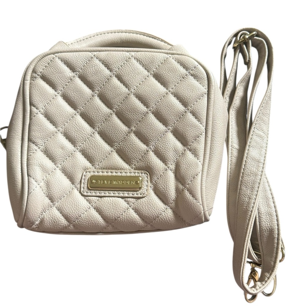 Steve Madden Cream Quilted Crossbody Bag with Detachable Strap